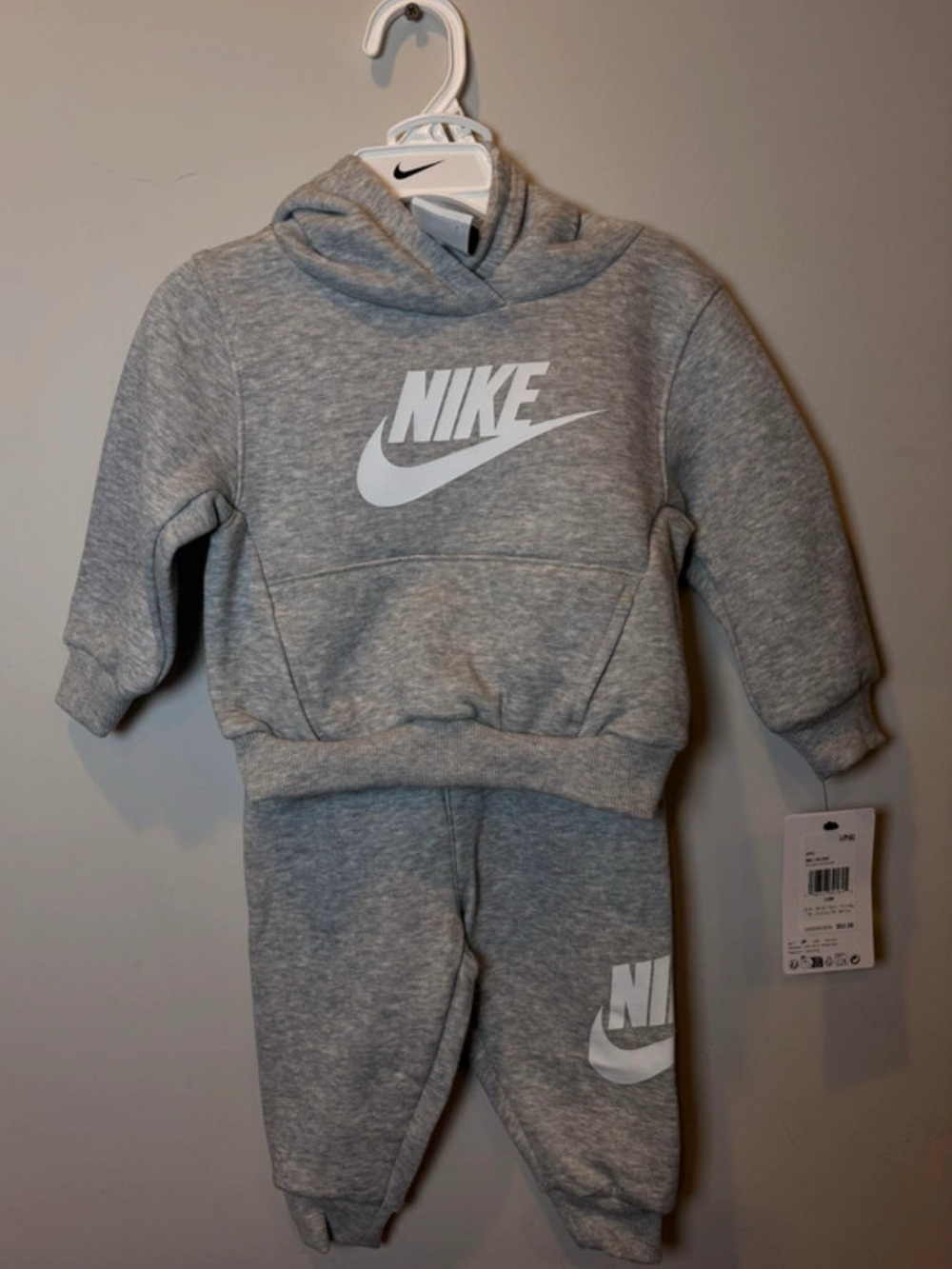 Nike Kids Grey Sweatshirt & Joggers Set with White Swoosh